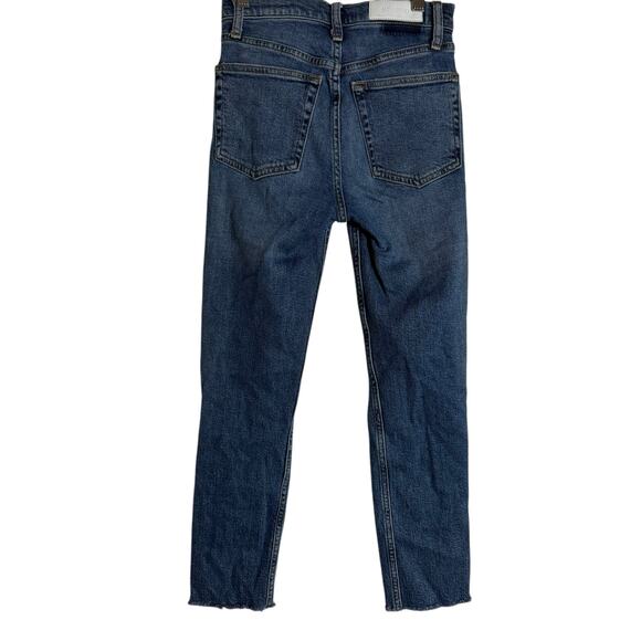 Re/Done 90s High Rise Ankle Crop Distressed Denim Blue Jeans Size 25 - Picture 11 of 14